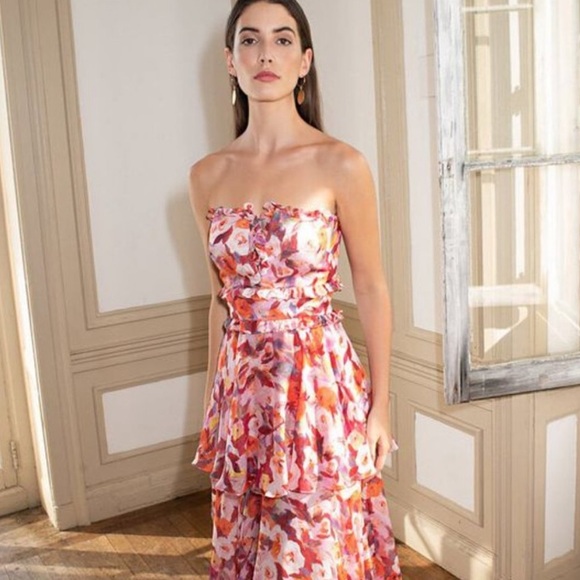 Amur Darla Print Silk Midi Dress - Picture 2 of 5